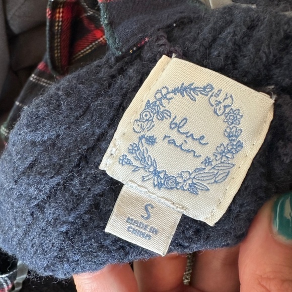 **BLUE RAIN* Blue x Red Long Sleeve x Plaid Tie-Back Sweater Dress Size Small - Picture 6 of 7